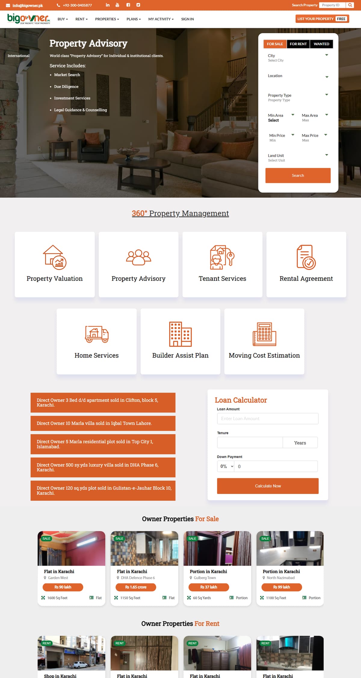 Homepage of BigOwner